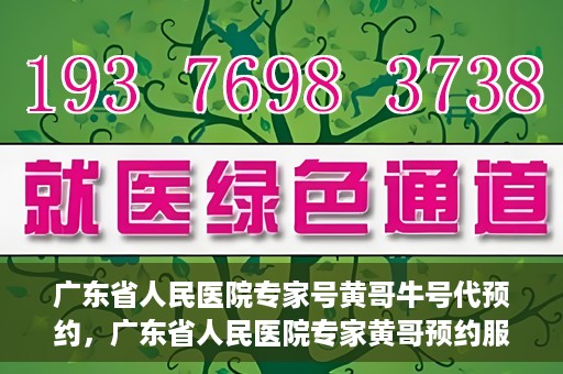 广东省人民医院专家号黄哥牛号代预约，广东省人民医院专家黄哥预约服务解析
