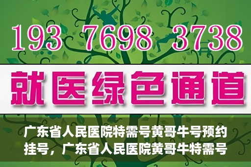 广东省人民医院特需号黄哥牛号预约挂号，广东省人民医院黄哥牛特需号预约挂号攻略