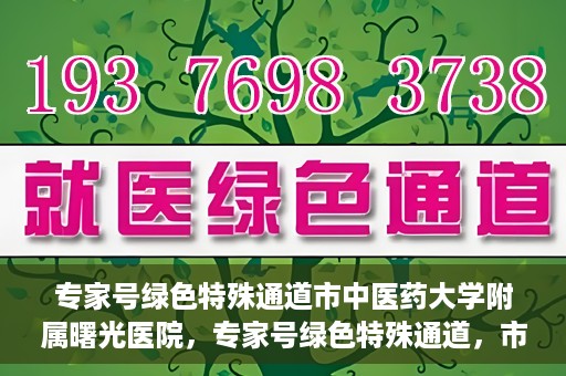 专家号绿色特殊通道市中医药大学附属曙光医院，专家号绿色特殊通道，市中医药大学附属曙光医院的医疗革新之路