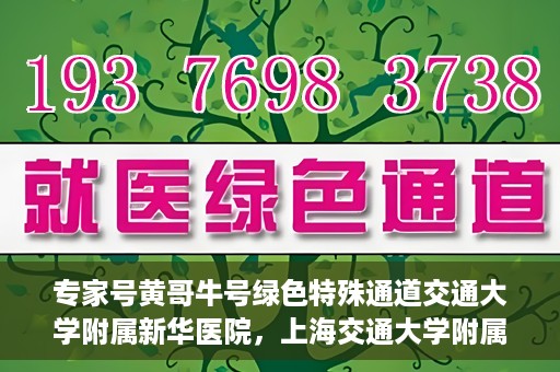 专家号黄哥牛号绿色特殊通道交通大学附属新华医院，上海交通大学附属新华医院专家号绿色特殊通道揭秘，黄哥牛号引领医疗新风尚