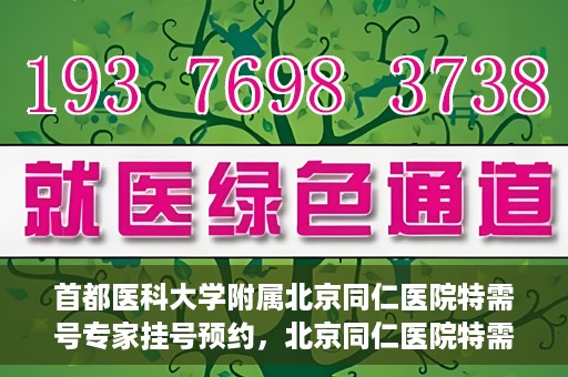 首都医科大学附属北京同仁医院特需号专家挂号预约，北京同仁医院特需号专家挂号预约攻略与详解